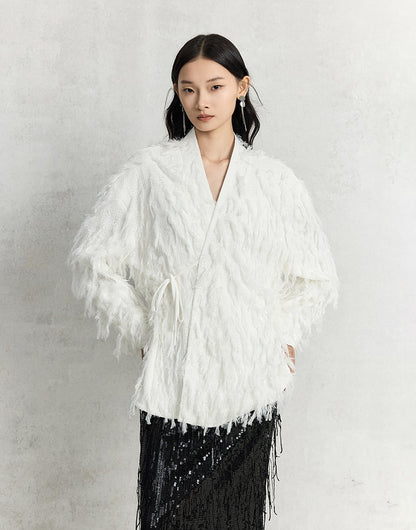 HECO Three-dimensional Tassel Fashion Top Shirt Women - flesh.