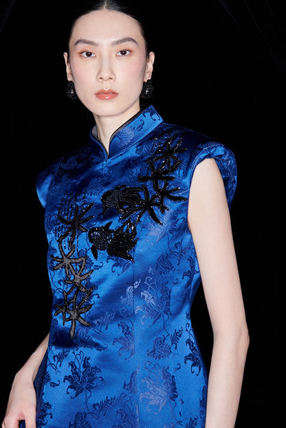 M essential Ma Kai designer Haiqing jacquard fish algae pattern nail beads vest - PEAC.