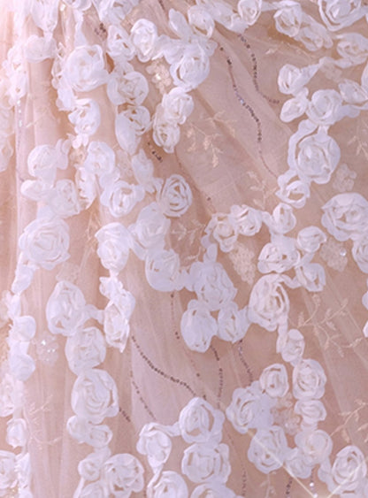 Wardrobes by Chen Luxury White/Beige Sleeveless  Flower Dress-Leah