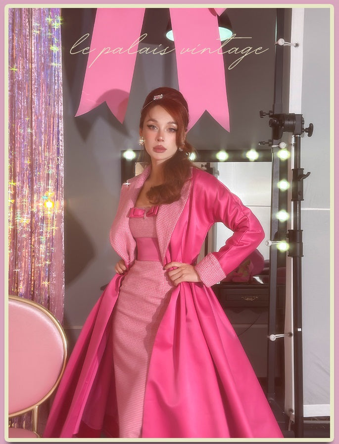 Le Palais Vintage Barbie Pink Chunky Satin Full Skirt Long Coat - Keni Xs / Pink Le Palais Vintage Barbie Pink Chunky Satin Full Skirt Long Coat - Keni Xs / Pink