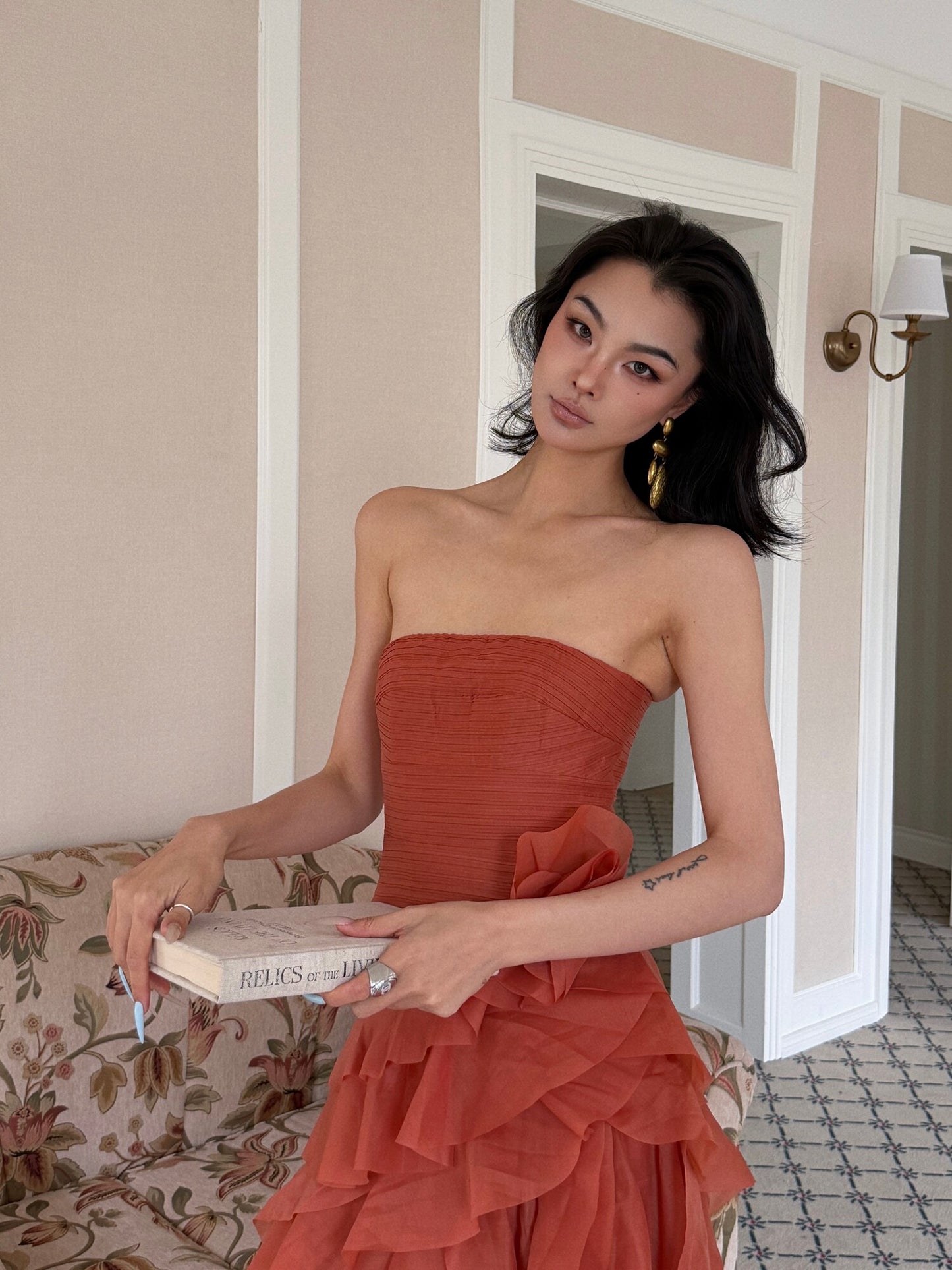 MEI SANGUAN bandeau one-line collar sleeveless dress - KOFI