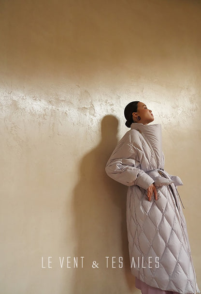 LE VENT&TES AILES Luxury High Cover Pressure Down Long Winter Jacket Coat -SZA