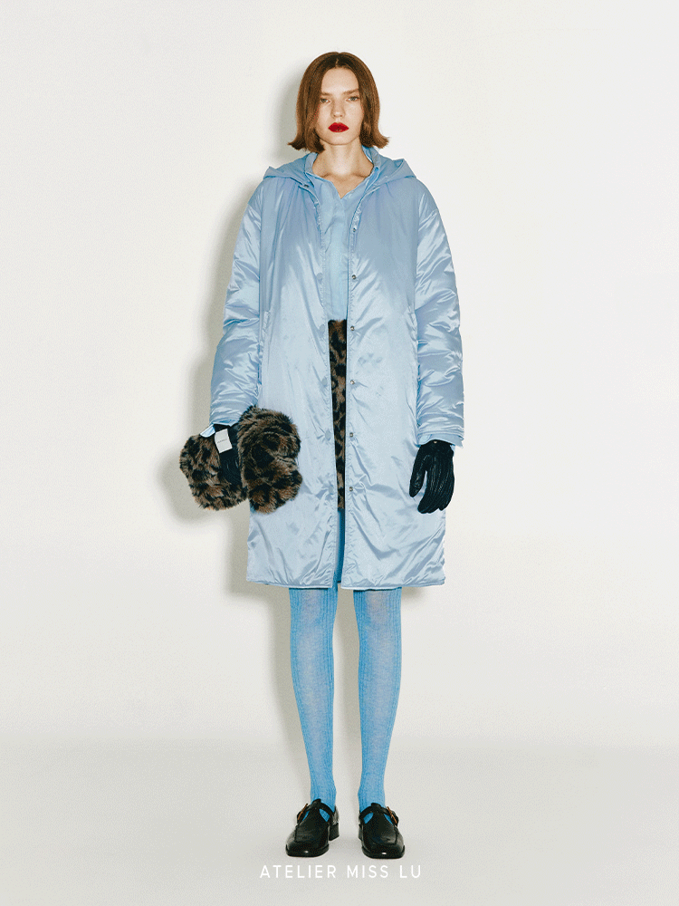ATELIER MISS LU Glacier Blue Long Hooded Cotton Suit - GRACE