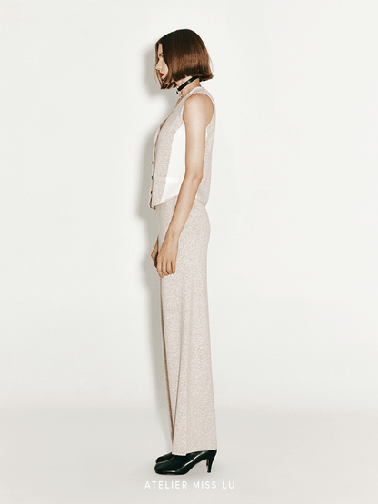 ATELIER MISS LU Fall/Winter cashmere and wool-blend wide-leg straight-leg pants- FIADH