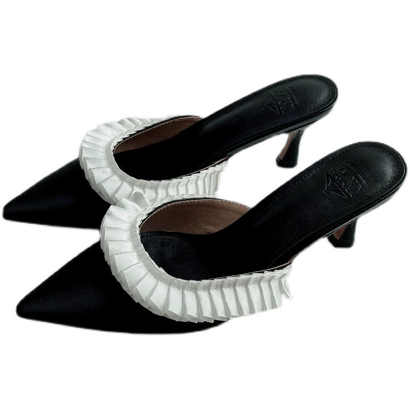 B-FEI French Semi-Drag Pointed Toe Mid-Heel-CHROLLO.