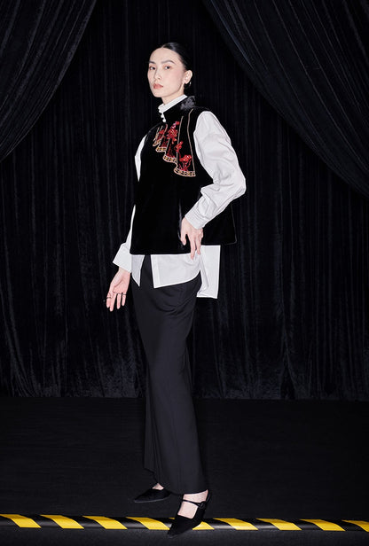 M essential Mackay designer silk velvet two-dimensional fish algae curtain beads vest - TASK.