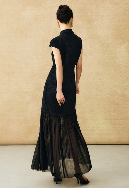 HECO Chinese Modified Diagonal Stand-up Collar Cheongsam ress- OWEN.