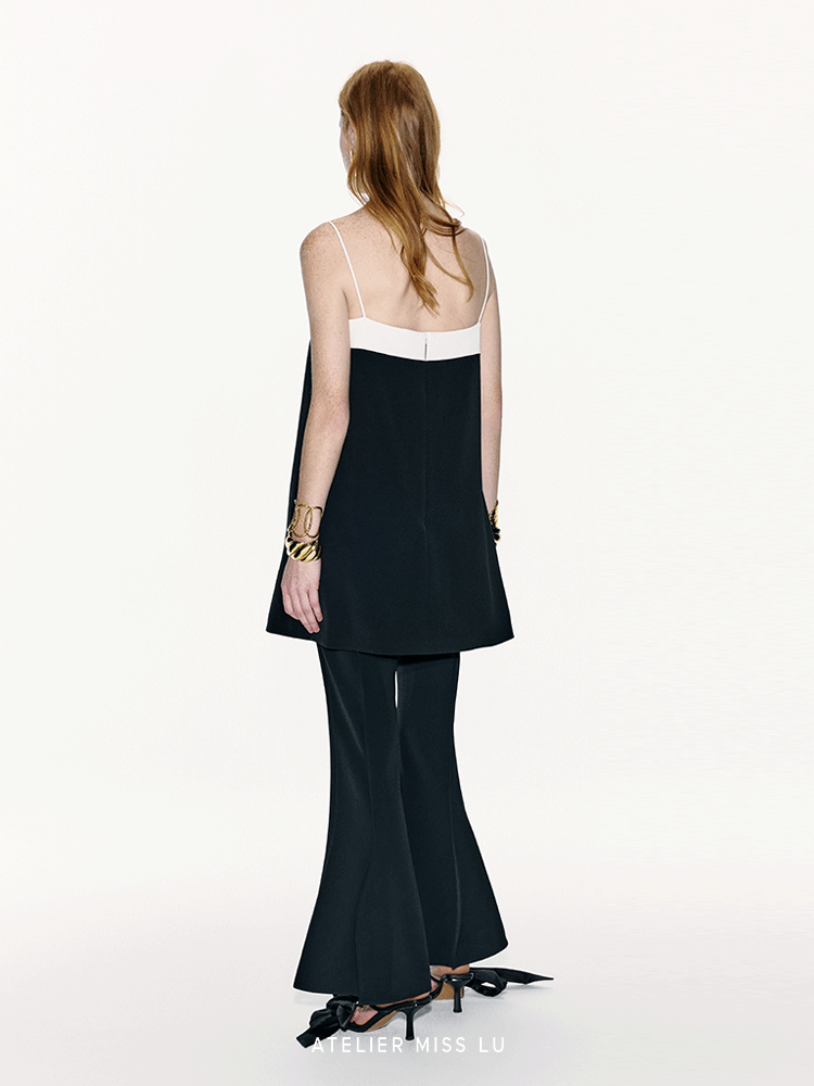 ATELIER MISS LU Contrasting Lines Wrap Around The Slip Dress - SOPHIA.