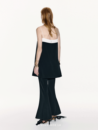 ATELIER MISS LU Contrasting Lines Wrap Around The Slip Dress - SOPHIA.