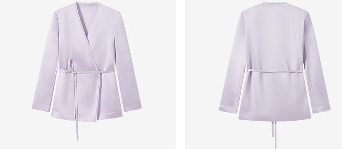 COMME MOI  Double-Sided Satin Lace-up Purple Straight top - NORA.