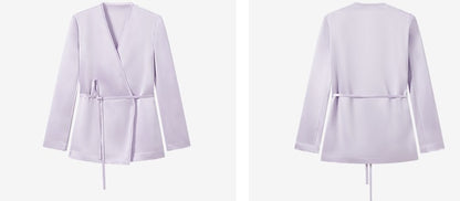 COMME MOI  Double-Sided Satin Lace-up Purple Straight top - NORA.