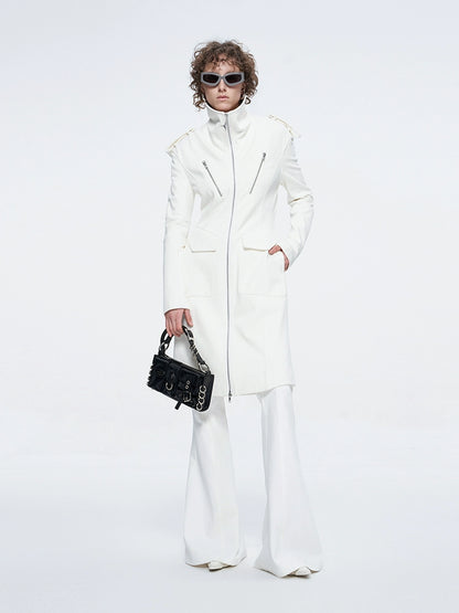 ANNAKIK niche four-pointed star function stand-up collar mid-length coat-HUILIN