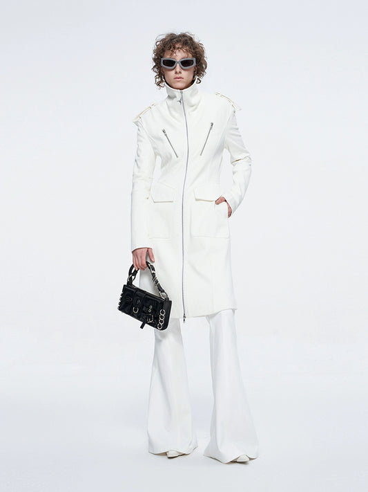 ANNAKIK niche four-pointed star function stand-up collar mid-length coat-HUILIN