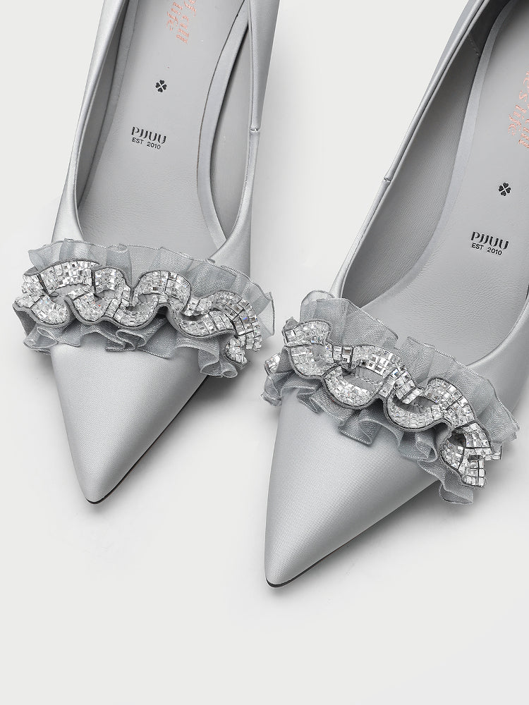 pjjuu french gray stiletto pumps heels  - Meric