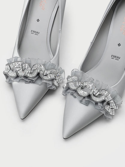 pjjuu french gray stiletto pumps heels  - Meric
