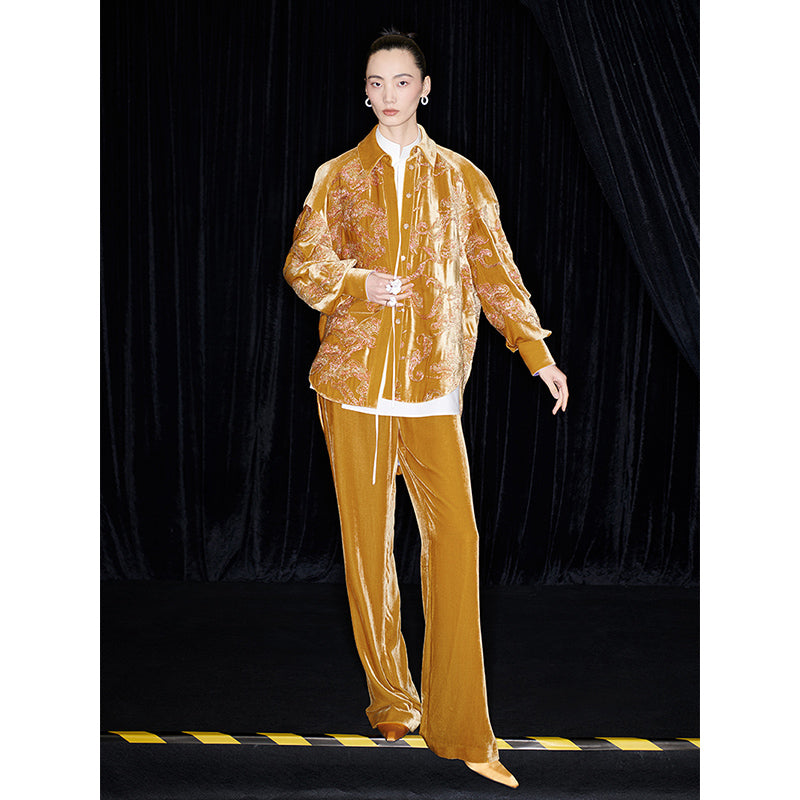 M essential Mackay designer brand Juyi velvet baggy shirt coat -  GREATFUL.