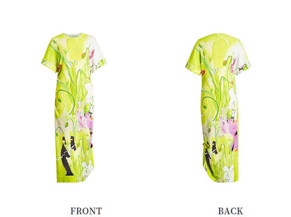 ZHUCHONGYUN flower love paper print crew neck dress-LUBBOCK.