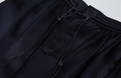 ZHUCHONGYUN  black flower bud drawstring belt loose shorts--REVY.