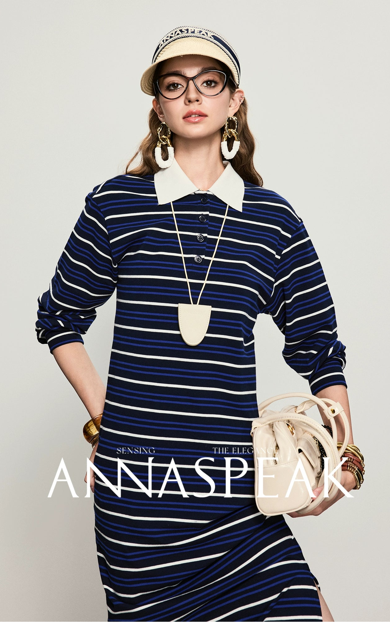 ANNASPEAK color loose striped knit long dress-MUA.
