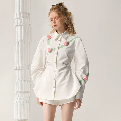 CHECOCRE Stubble French Girly Rose Mid-length Design Top - ELAINE