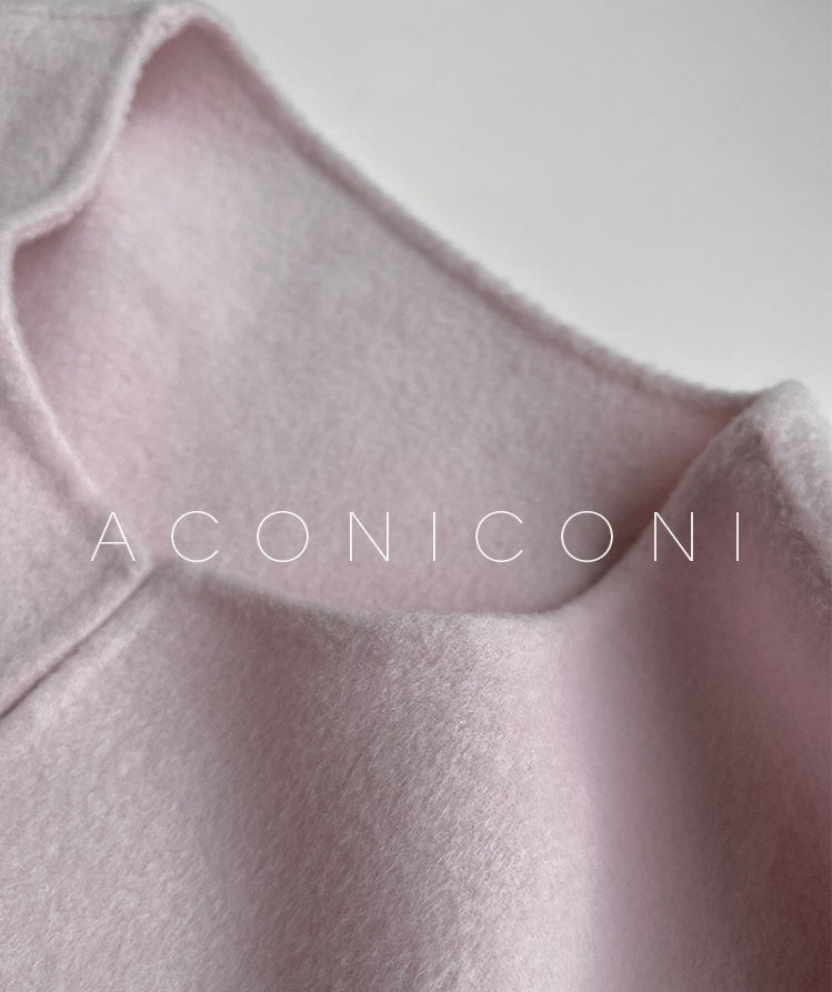 Aconiconi Winter pink wool cape fox fur sleeve double-sided coat-Sakura