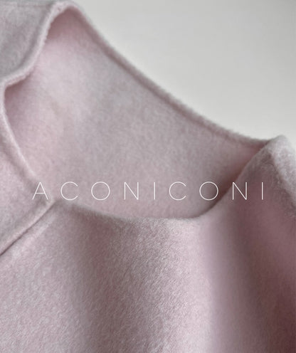 Aconiconi Winter pink wool cape fox fur sleeve double-sided coat-Sakura