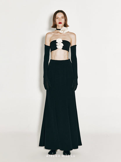 ATELIER MISS LU Three-dimensional Orchid Patch Bandeau Top - MATHEW.