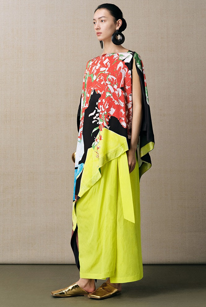 ZHUCHONGYUN lemon yellow gathered waist shirred slim skirt-BAFFY.