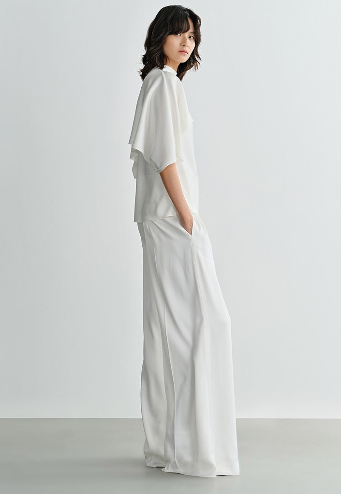 COMME MOI Lv Yan designer summer new women's small stand collar white cape top - DAISY.