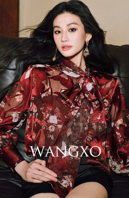 WANGXO | Silk Jacquard Streamer Suspender & Shirt Set -ÉLIA.