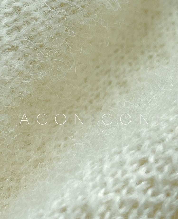 Aconiconi Luxury Loose V-Neck Long Sleeve Crochet Sweater - Camellia in the Fields