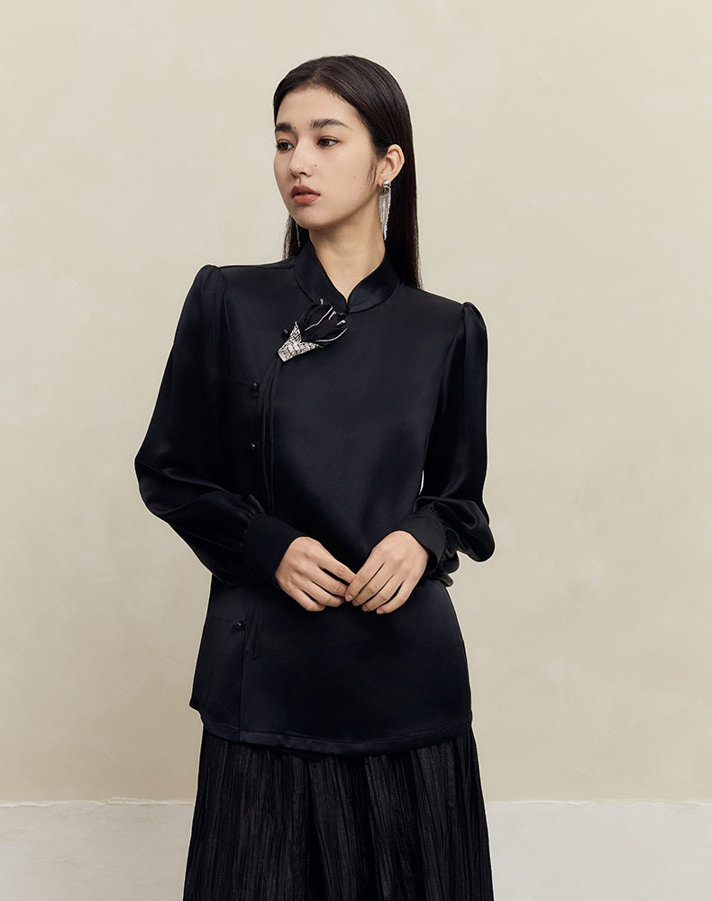 HECO Three-dimensional Handmade Stand-Up Collar Shirt Top Woman - all.