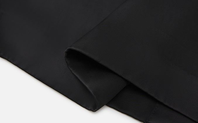 ZHUCHONGYUN simple fashionable black satin straight long skirt-MEGUMIN.