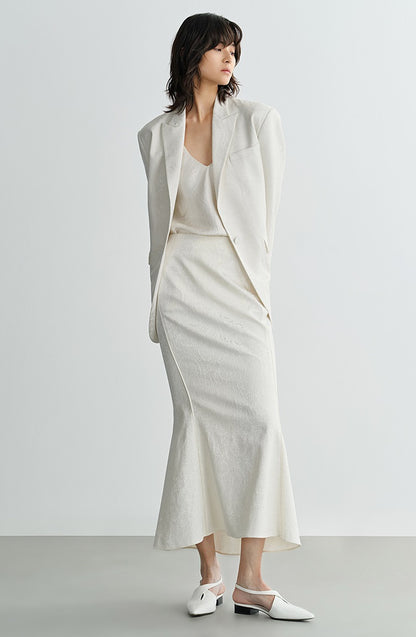 COMME MOI Lv Yan designer spring women's retro jacquard half-length fishtail dress - MARIA.