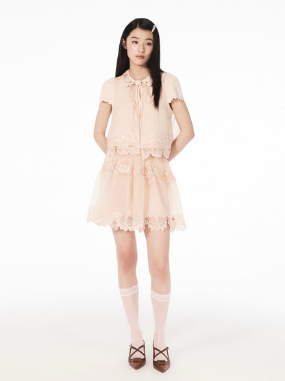 FAME A-line drapery embroidered two-piece top - AVA