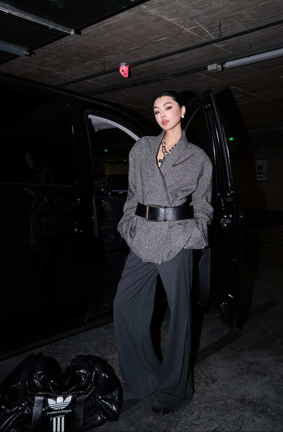 MEI SANGUAN gray straight floor-length slacks - NATHANIEL