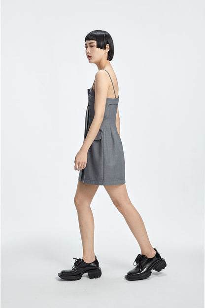 TINY IN curved waist irregular slip short Dress-JOJO