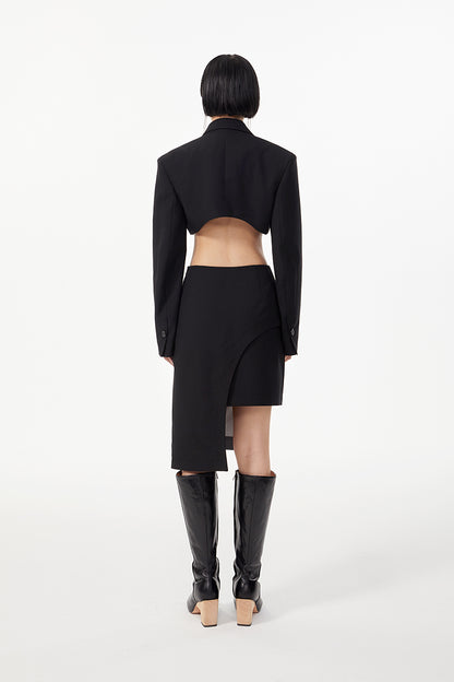 TINY IN curved hem layered gray black skirt -XANDER