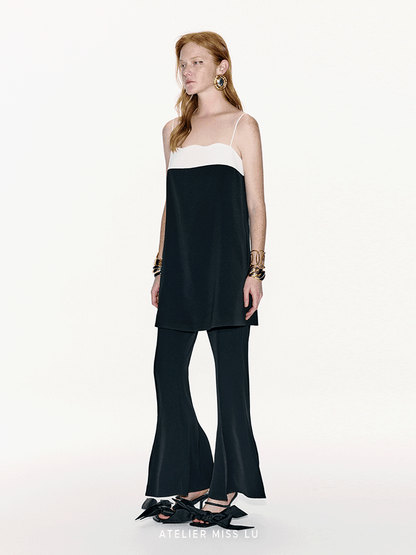 ATELIER MISS LU Contrasting Lines Wrap Around The Slip Dress - SOPHIA.