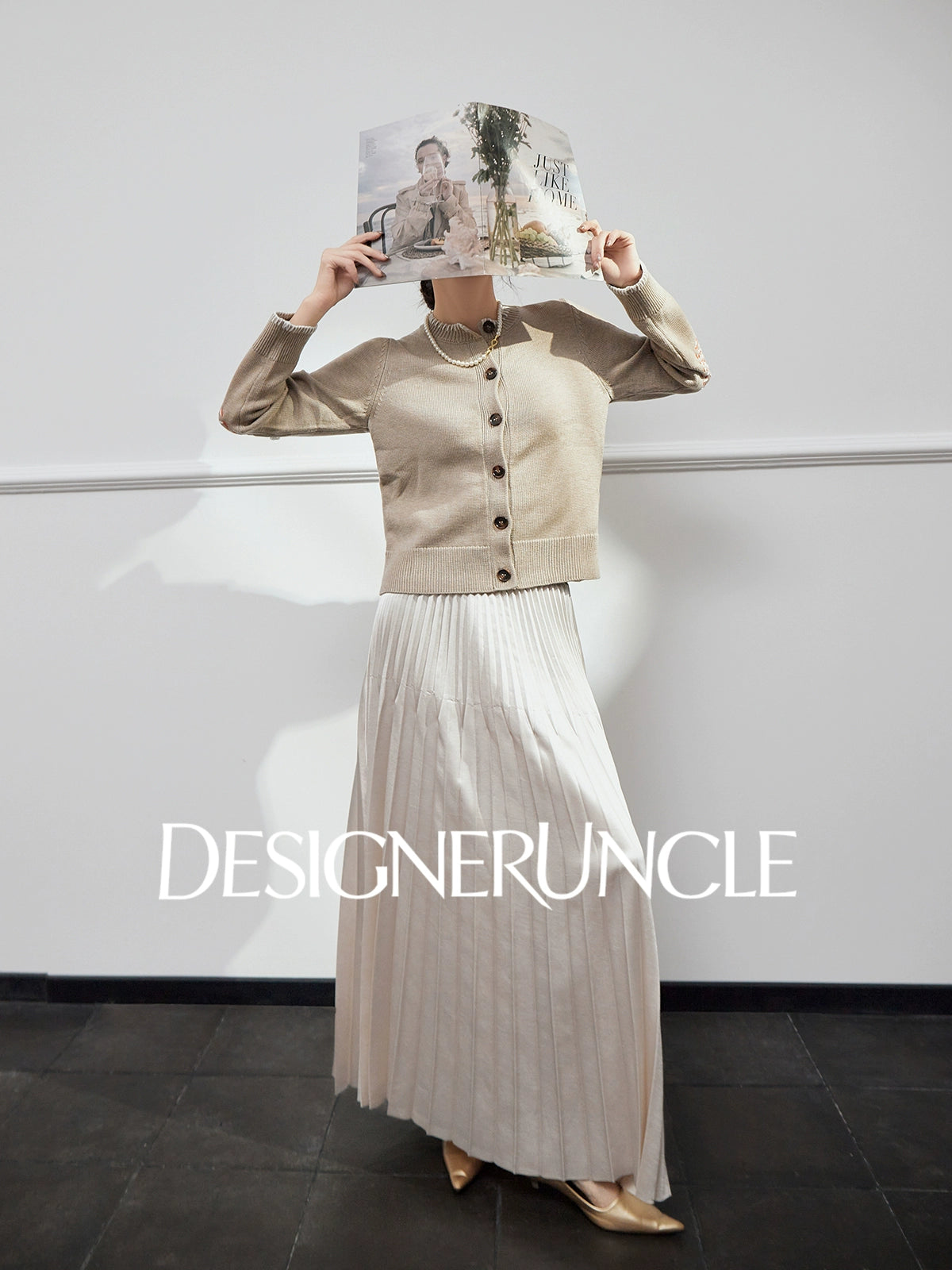 DGU "Twilight" khaki knitted sweate women's fur versatile slimming top - Carla.