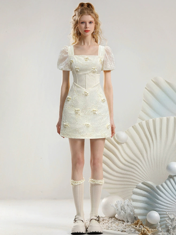 CHECOCRE Elegant Three-dimensional Bow Lace Sequin Dress - SINCERE