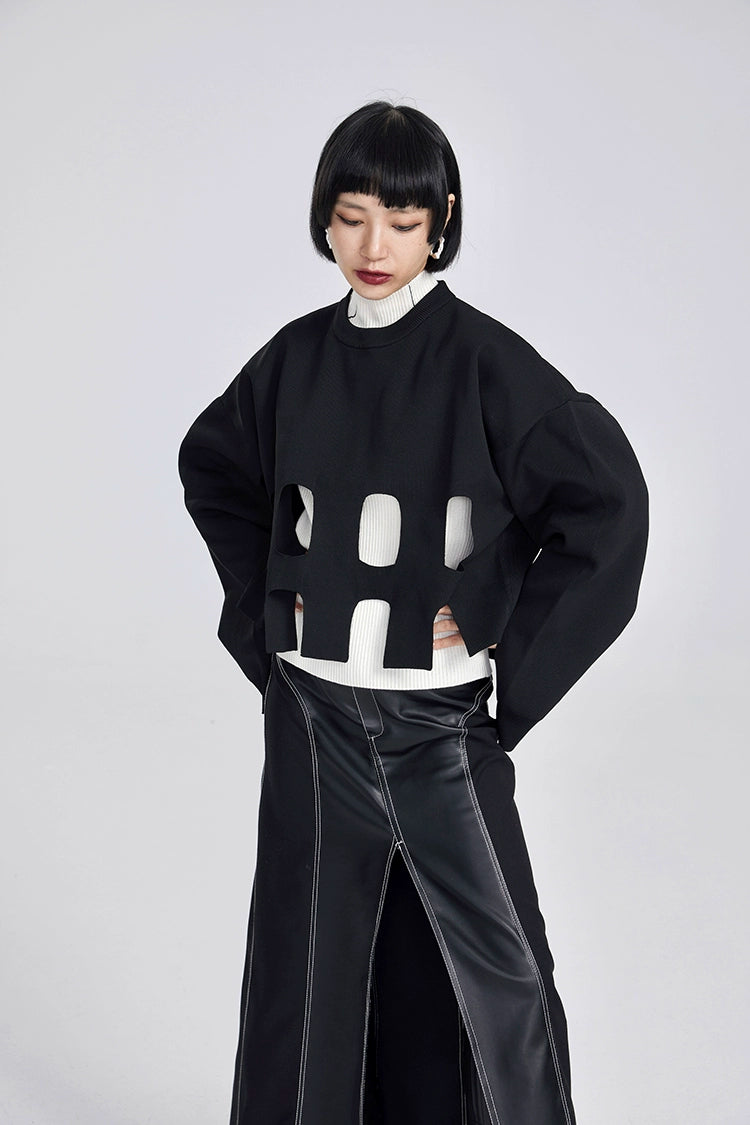 TINY IN oversize slouchy short cut-out women's sweater -BOKO