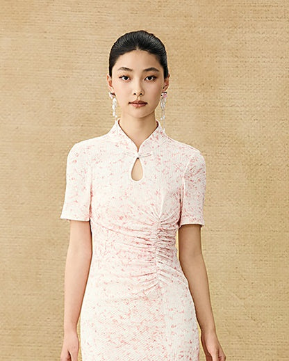 HECO Chinese style women's summer shirred waist temperament buckle long skirt - QUEEN.