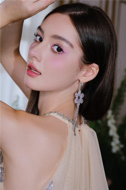 Wardrobes by Chen Luxury Diamond Zircon Light Sparkly Earrings-Deji