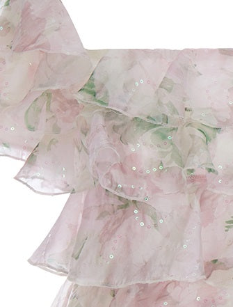 Wardrobes by Chen Elegant Short Sleeve Flower Print Party Short Dress-Dami