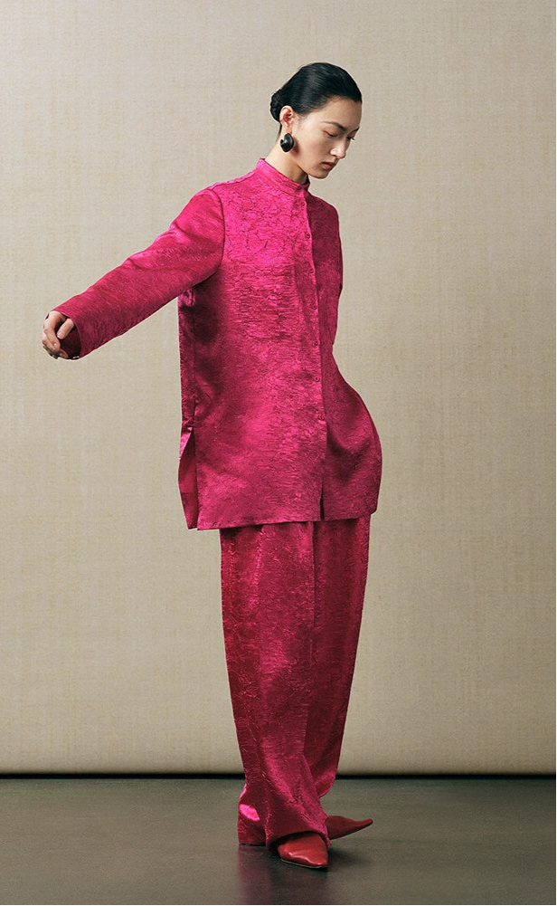 ZHUCHONGYUN oriental Chinese stand-up collar straight silhouette shirt--LOBEL.