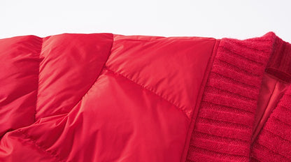 ZHUCHONGYUN Red ribbed collar long puffer jacket-SPIKE.