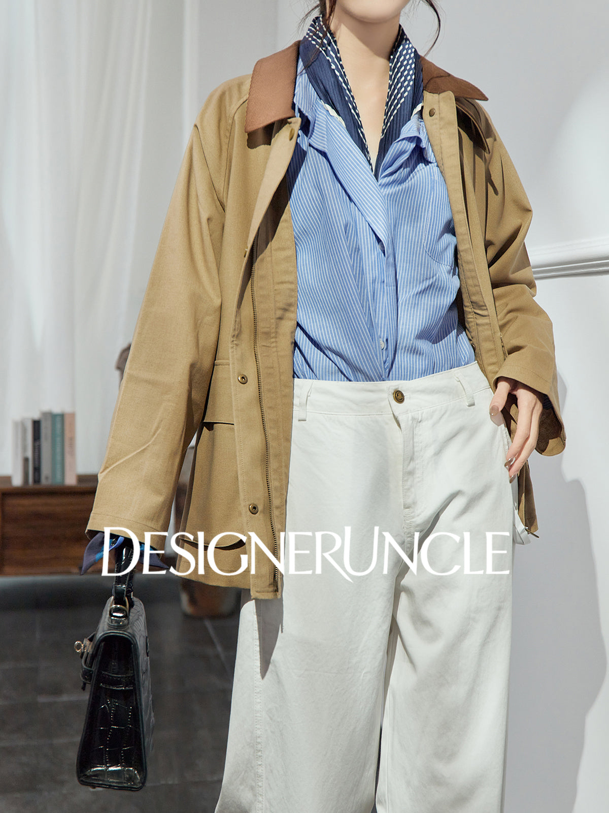 DGU| Dark brown retro light luxury niche design retro style top jacket - Stephania.