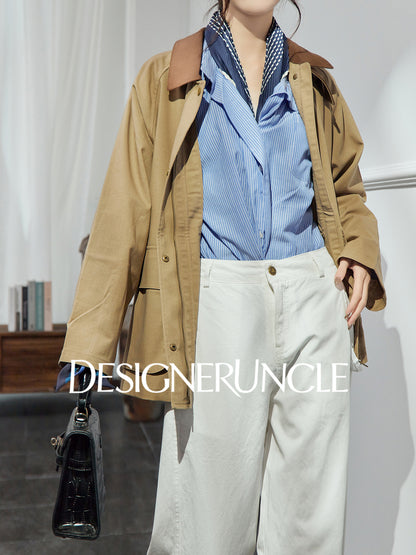 DGU| Dark brown retro light luxury niche design retro style top jacket - Stephania.