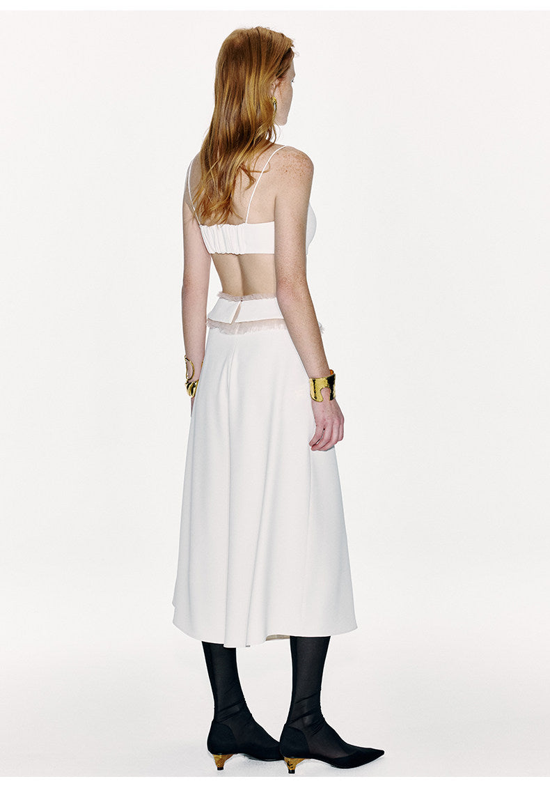 ATELIER MISS LU Authentic Waist Tulle Paneled Wide Leg Pants - KARINA